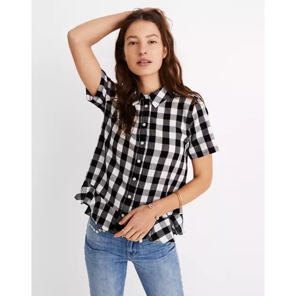 Madewell Peplum Button-down shirt in gingham